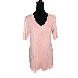 J. Jill Pima Double V Elbow Sleeve Pima Cotton‎ Tunic Women's Pink Small